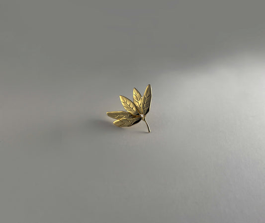 eaf Cluster earrings in 18K gold plated brass - five-leaf botanical design with sculptural depth | HELIGRAE 2026 Collection No. 01
