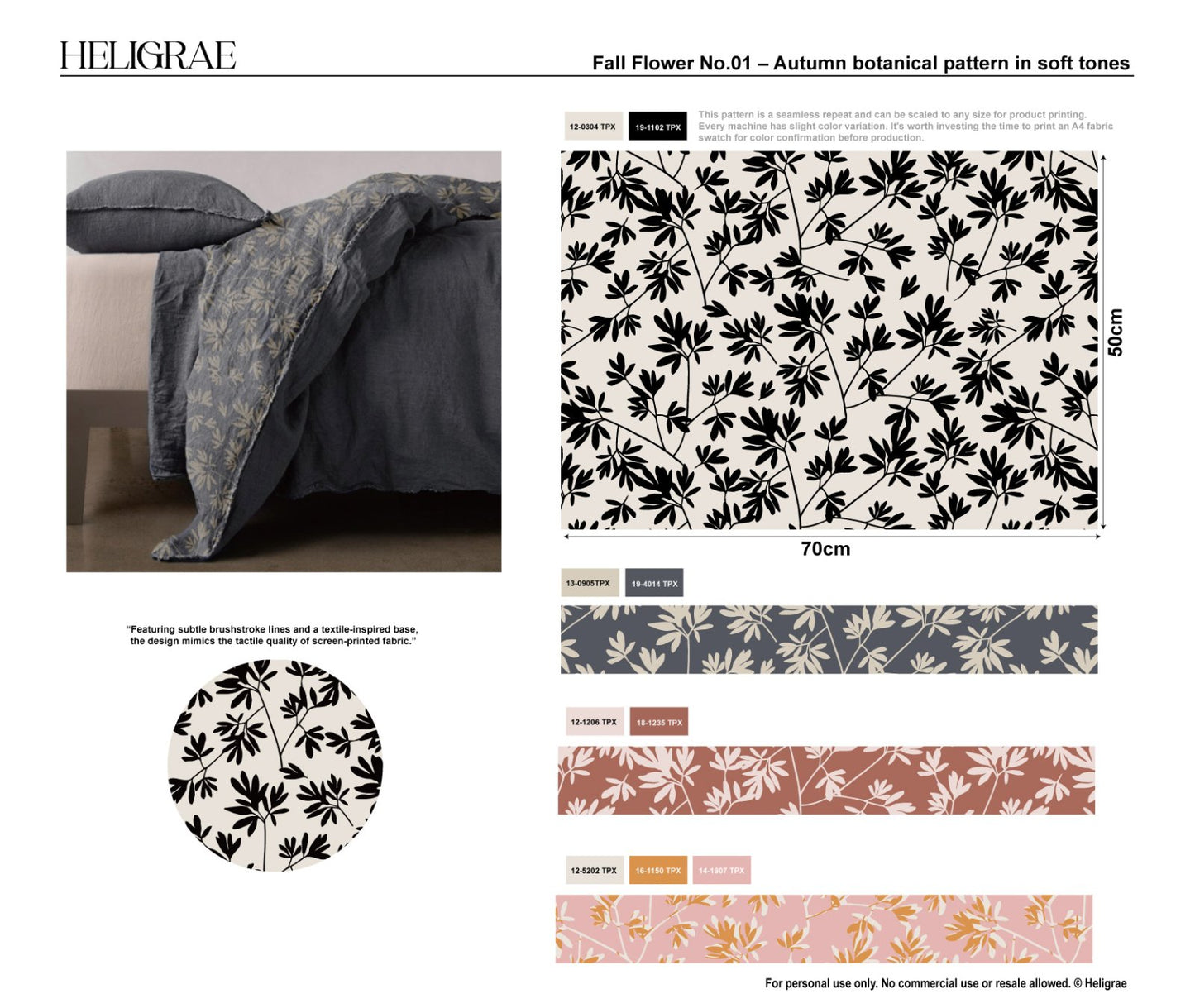 Autumn botanical pattern in soft tones - free digital download