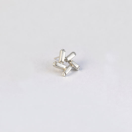 Nova Gleam star earrings in 925 sterling silver - front view highlighting radiant sparkle from every angle | HELIGRAE celestial jewelry