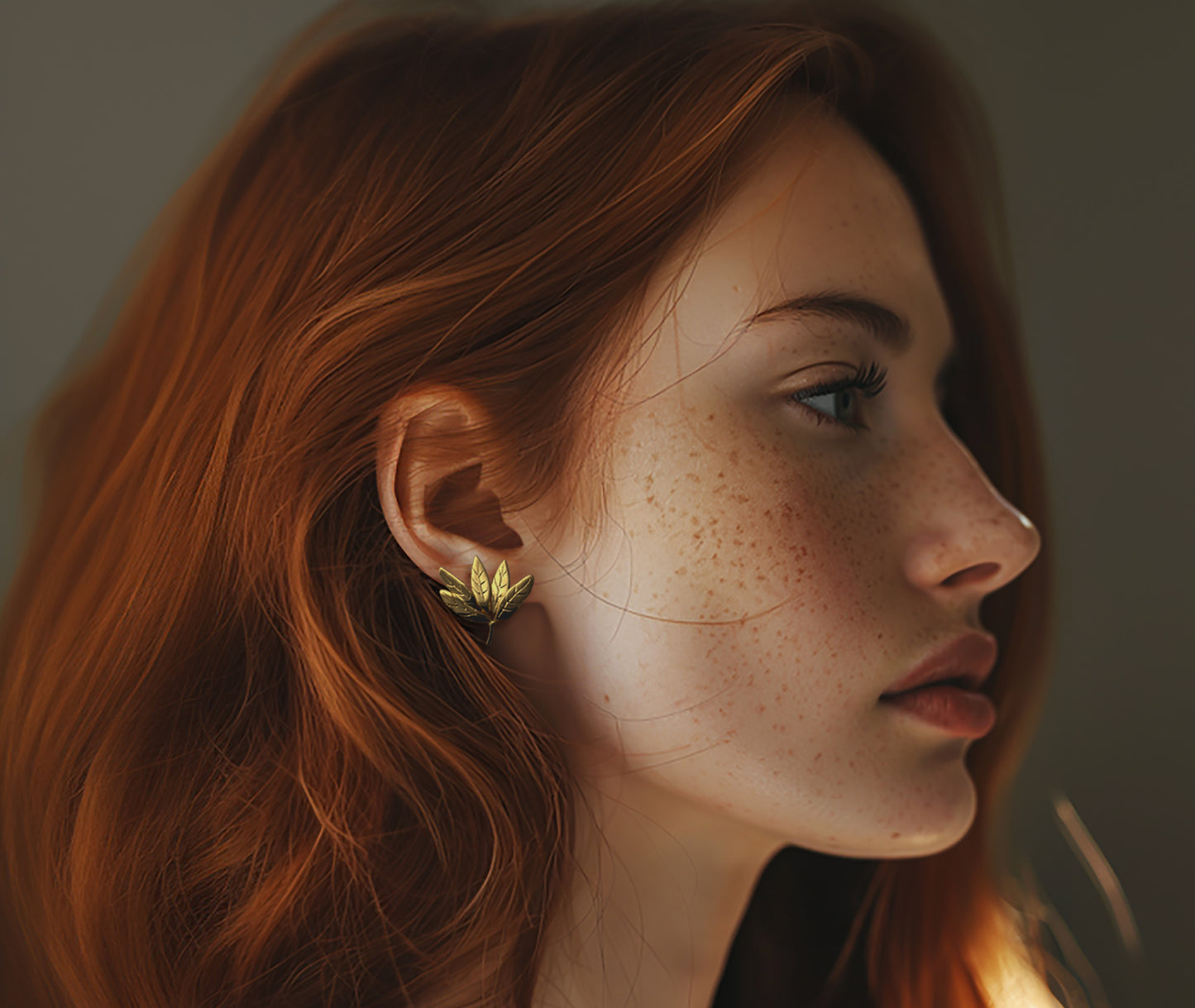 Leaf Cluster 18K gold plated earrings - product photography highlighting layered botanical forms | HELIGRAE permanent collection