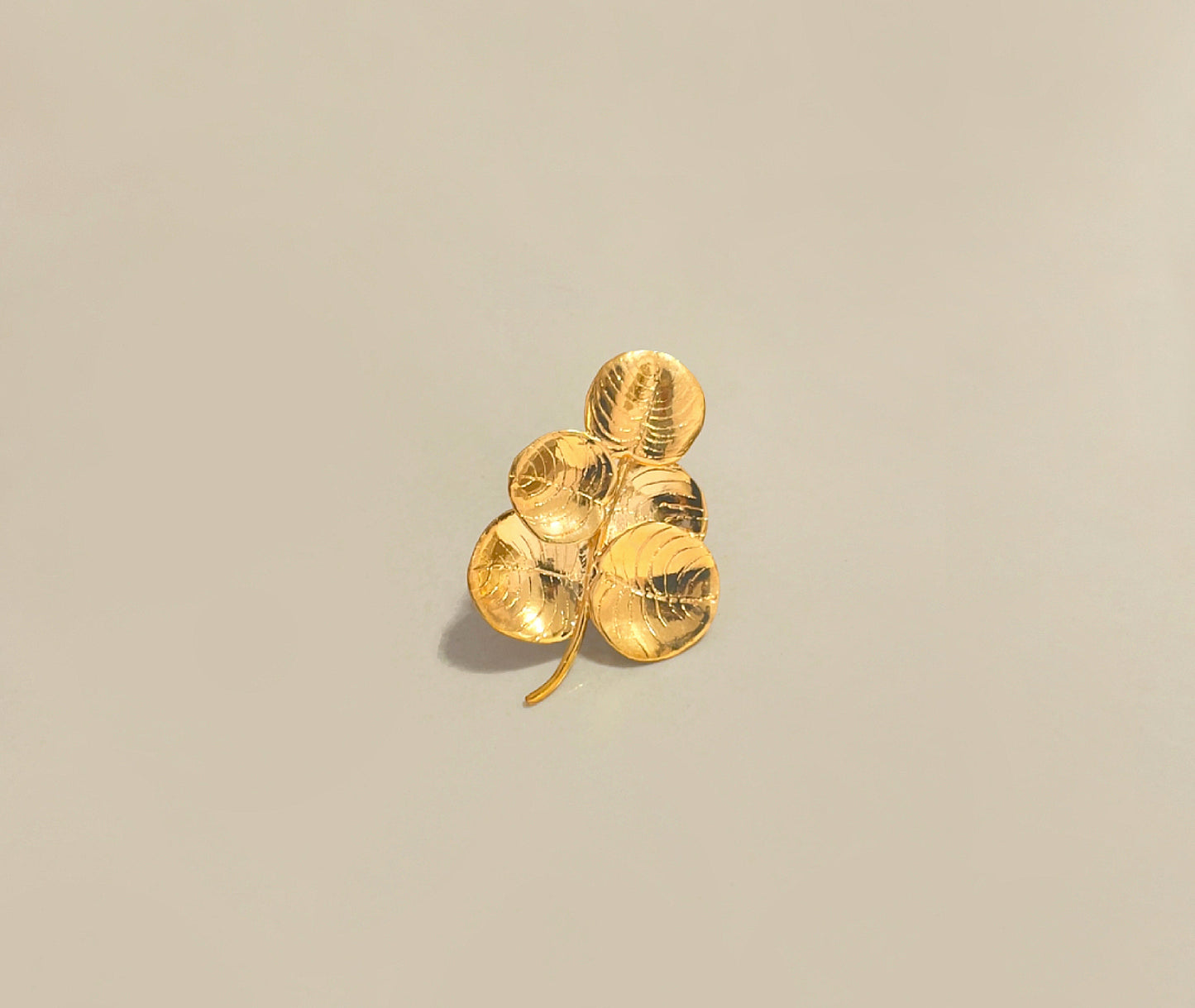 18K gold plated five-petal earrings - front view showing sculptural bloom