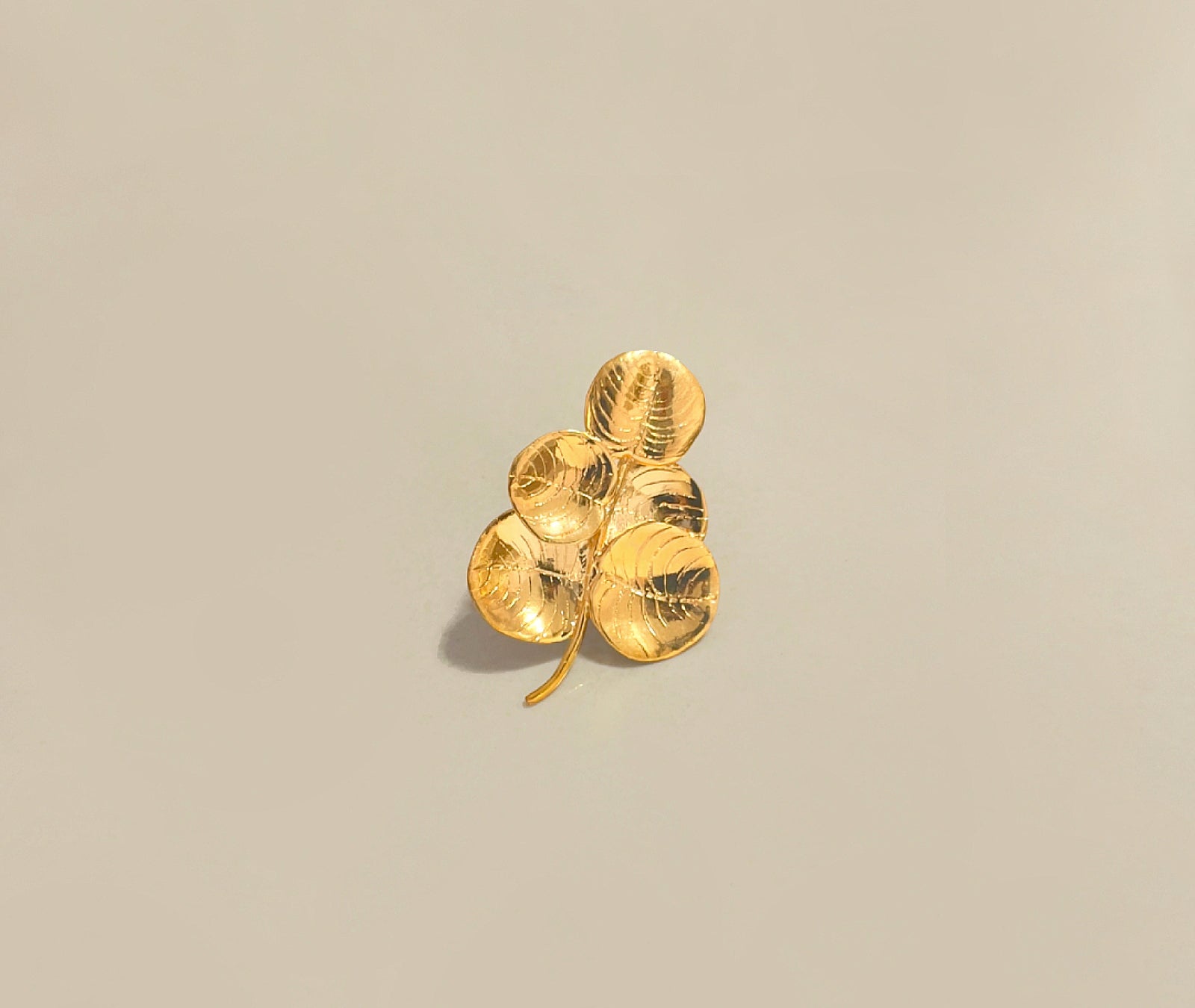 18K gold plated five-petal earrings - front view showing sculptural bloom
