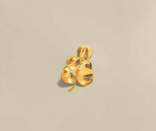 18K gold plated five-petal earrings - front view showing sculptural bloom