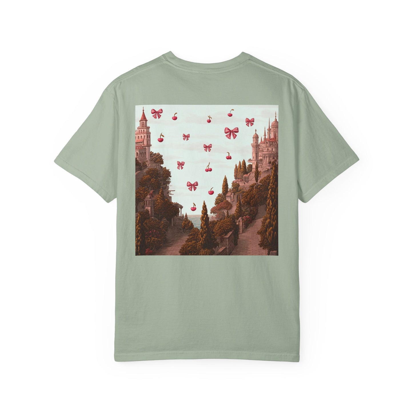 Surreal Cherry Castle Back Print T-Shirt – Vintage 1717 Fit