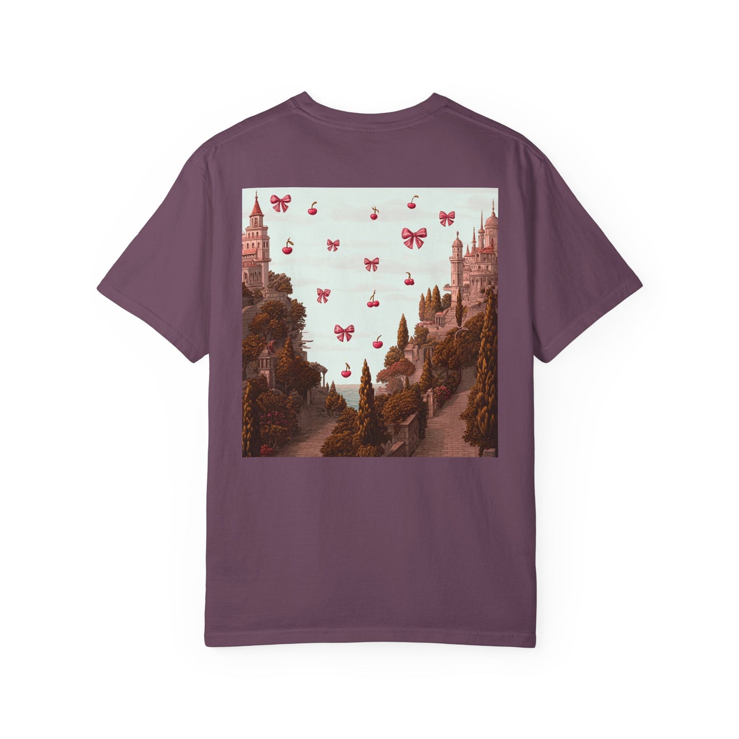 Surreal Cherry Castle Back Print T-Shirt – Vintage 1717 Fit