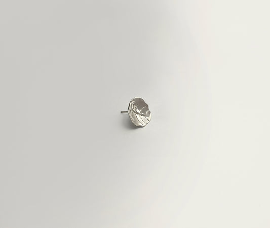 Minimalist Leaf silver earrings - close-up showing subtle leaf veins and folded form | HELIGRAE handcrafted jewelry