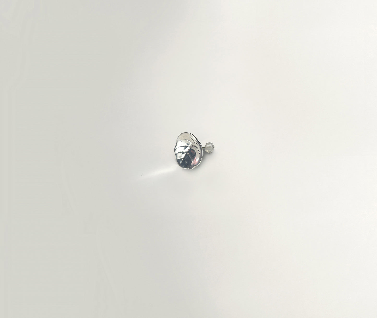 Minimalist Leaf earrings in 925 sterling silver - small leaf design with sculptural veins and concave depth | HELIGRAE Prototype No. 09