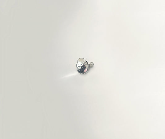 Minimalist Leaf earrings in 925 sterling silver - small leaf design with sculptural veins and concave depth | HELIGRAE Prototype No. 09