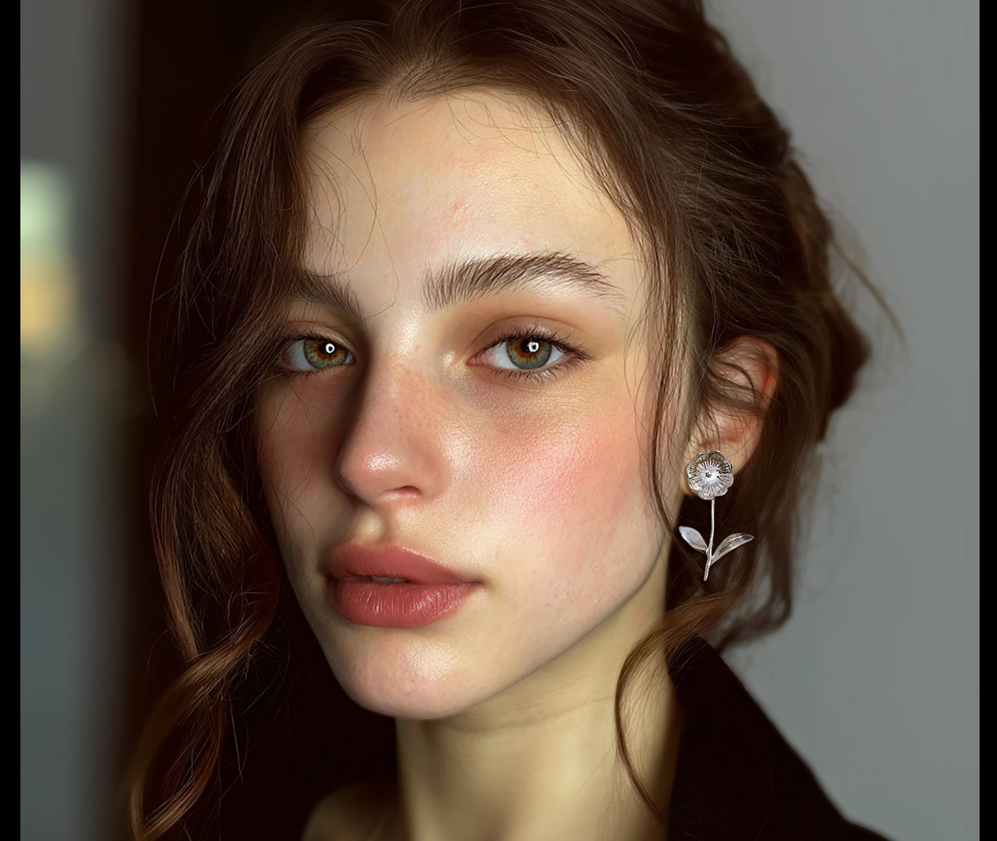 Minimal Blossom Stem Earrings in 925 Sterling Silver
