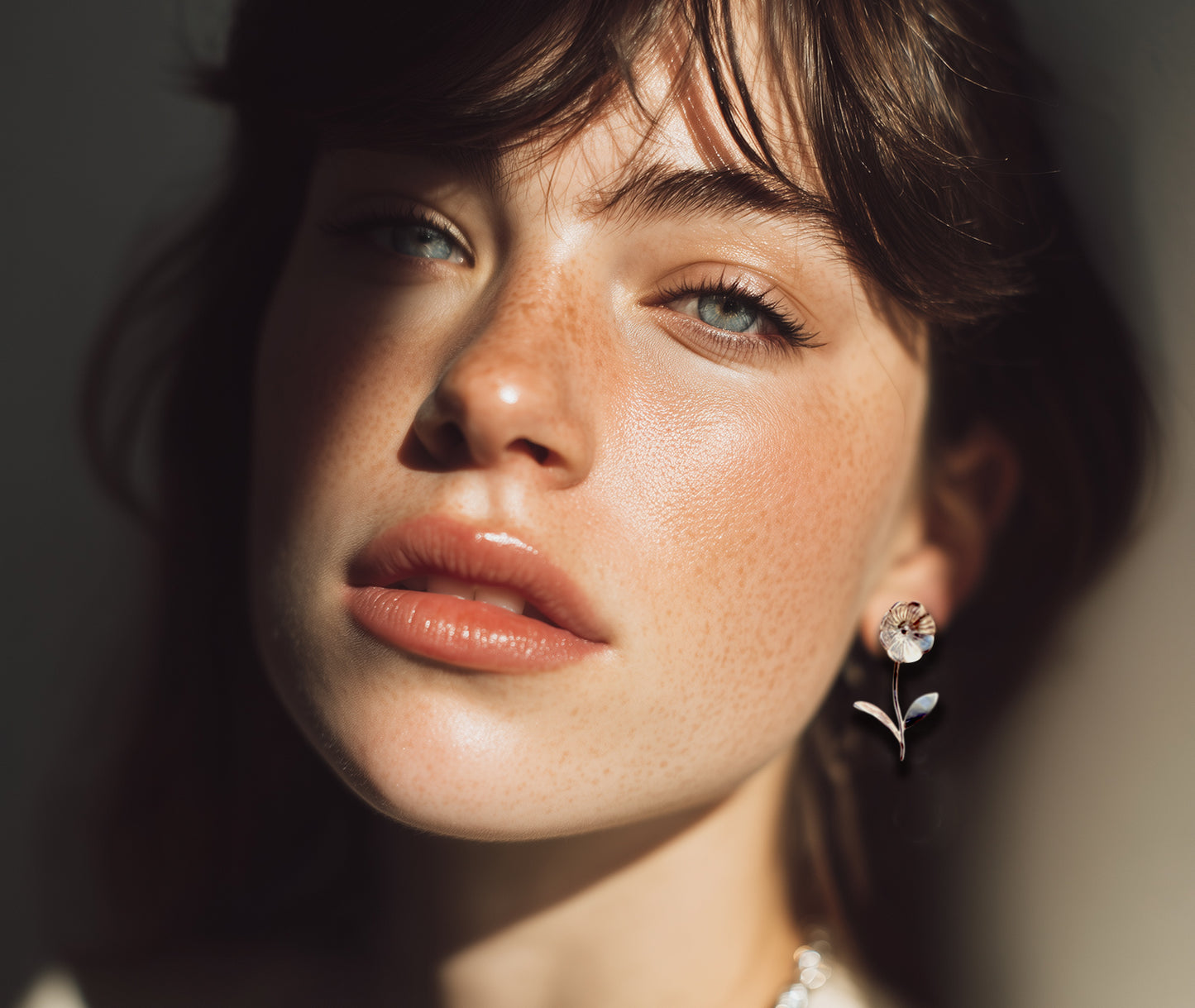 Minimal Blossom Stem Earrings in 925 Sterling Silver