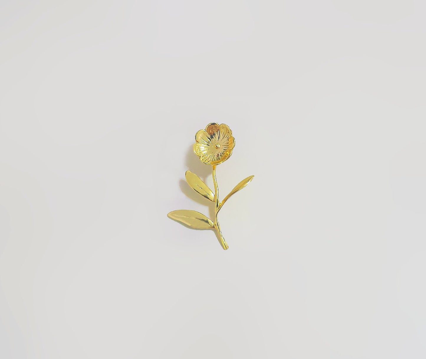 18K gold plated brass blossom earrings with curved petals - front view