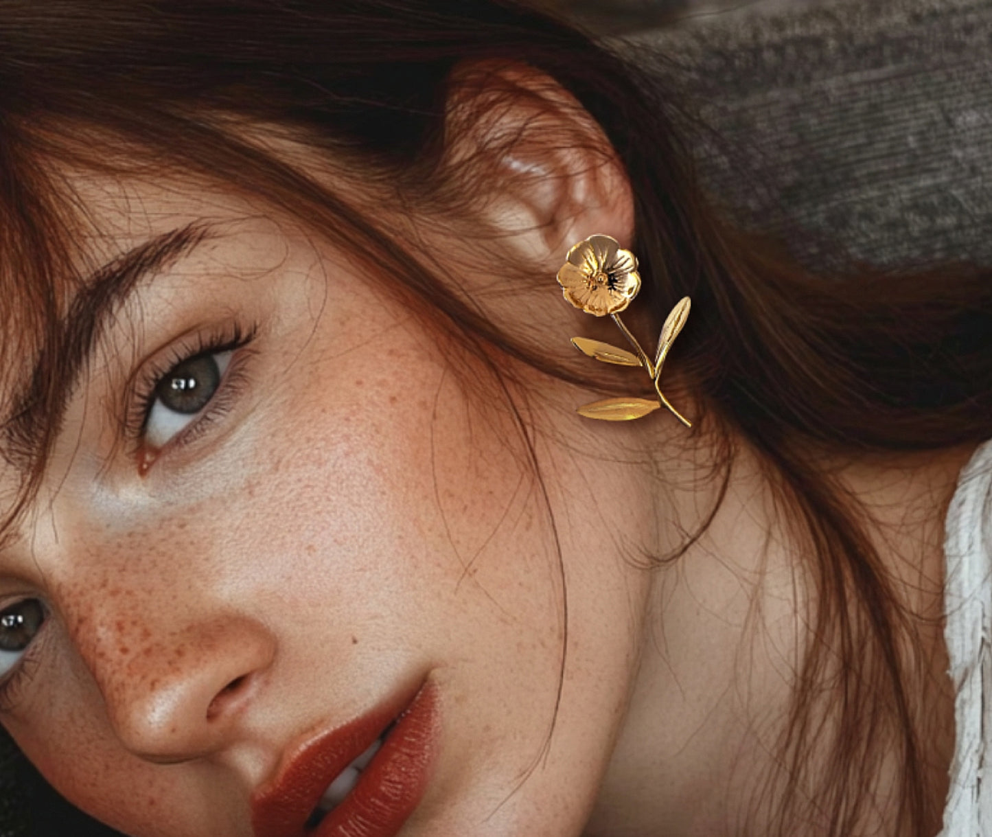 Statement flower earrings - layered leaf design