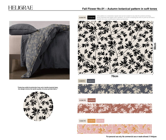 Autumn botanical pattern in soft tones - free digital download
