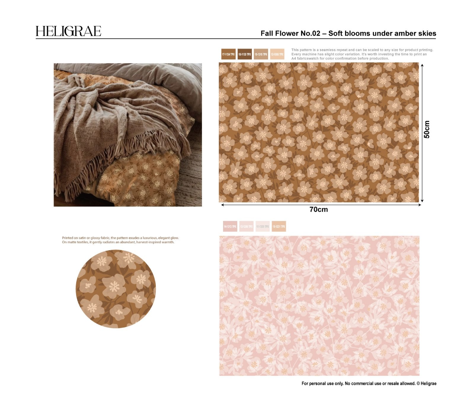 Soft blooms under amber skies - free floral pattern download
