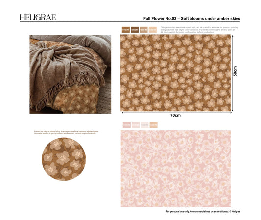 Soft blooms under amber skies - free floral pattern download