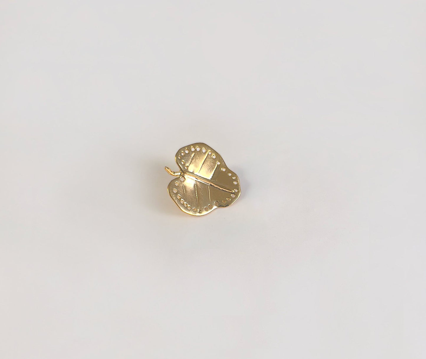 Minimal Broad Leaf Earrings in 18K Gold Plated Brass