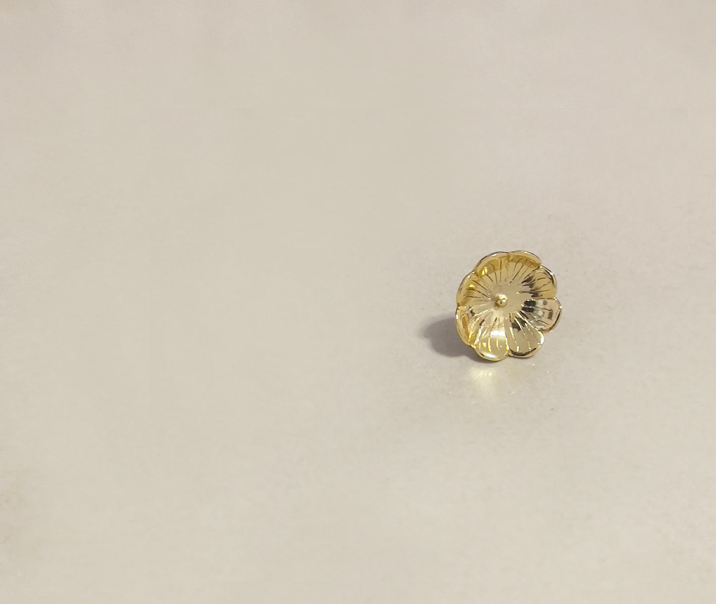 Morning Dew Bloom gold earrings - detailed view of sculptural bloom form with polished gold shine | HELIGRAE Prototype 08