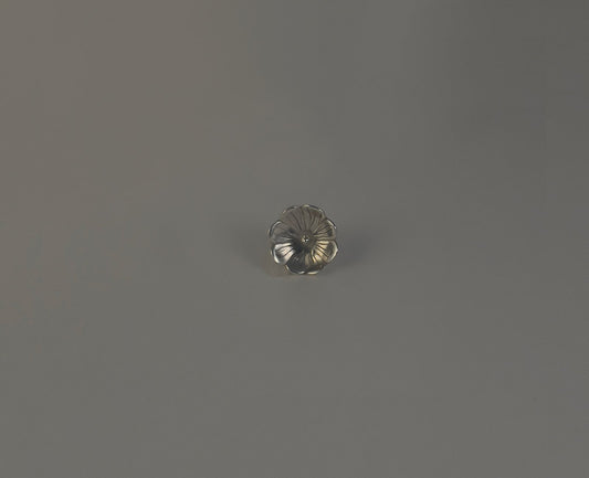 orning Dew Bloom earrings in 925 sterling silver - sculptural five-petal floral design with dimensional depth | HELIGRAE Prototype No. 08