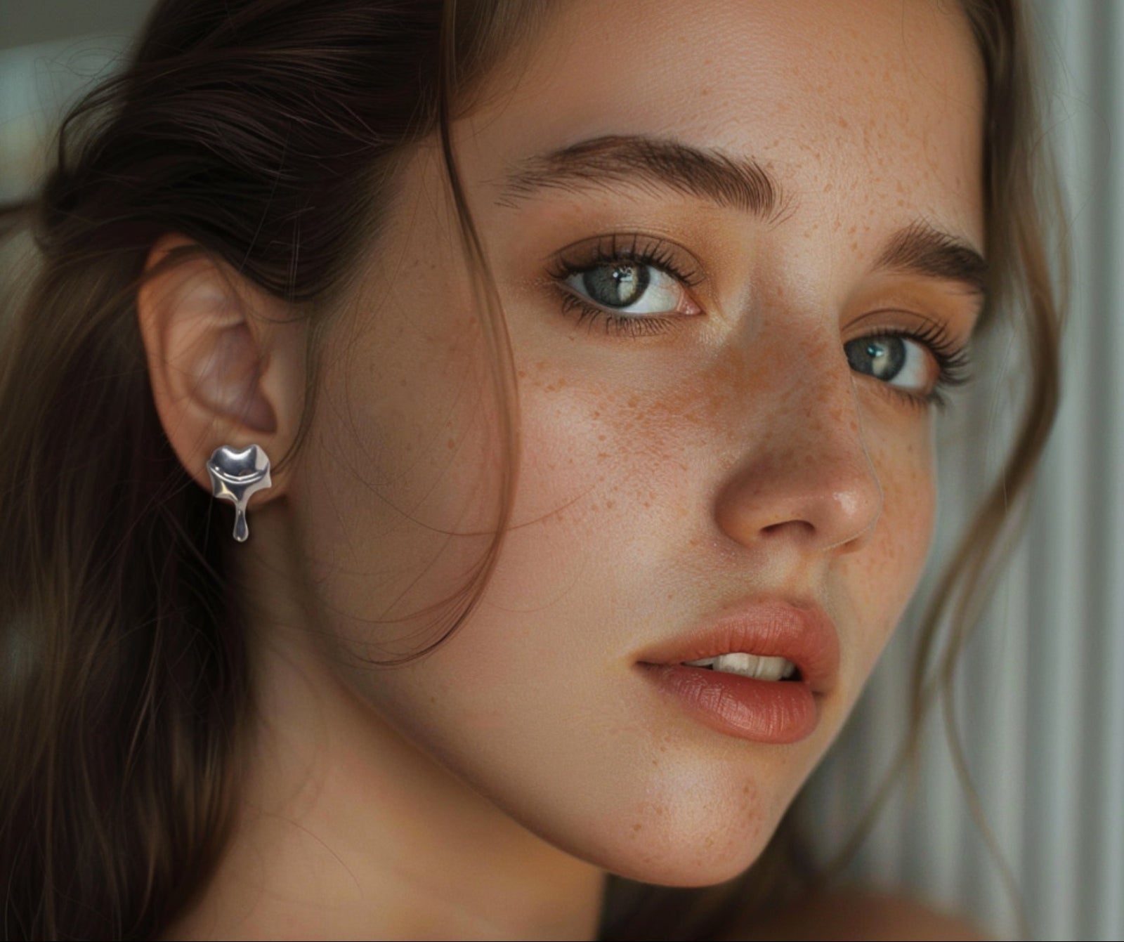 You Melt My Heart silver earrings - melting drop design detail