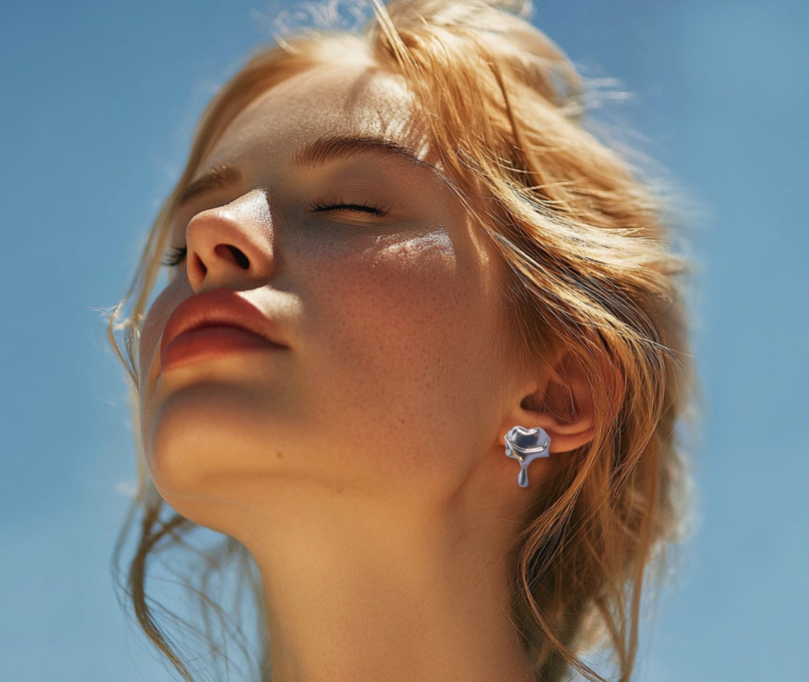  Heart-shaped 925 silver earrings - emotional sculptural jewelry