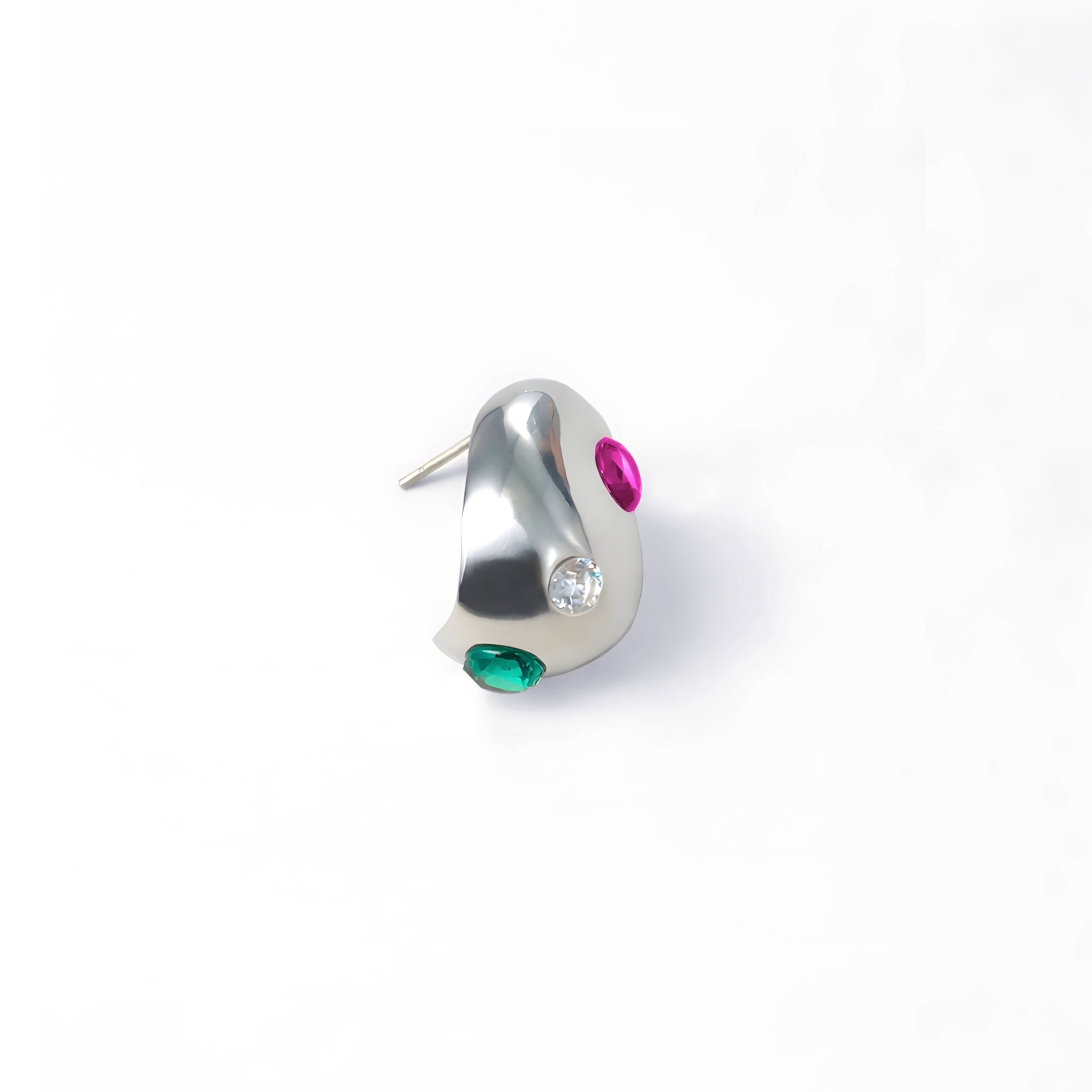 Minimal Pebble Stud Earring angled view showing polished silver surface