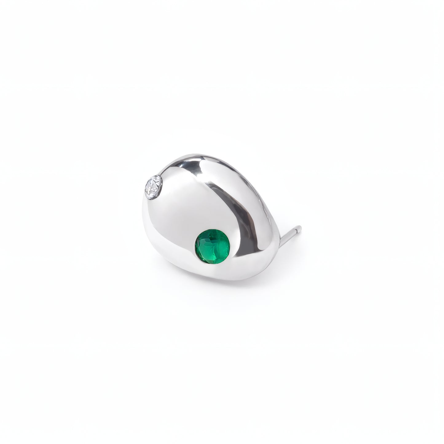 Minimal Pebble Stud Earring side profile showing smooth organic shape