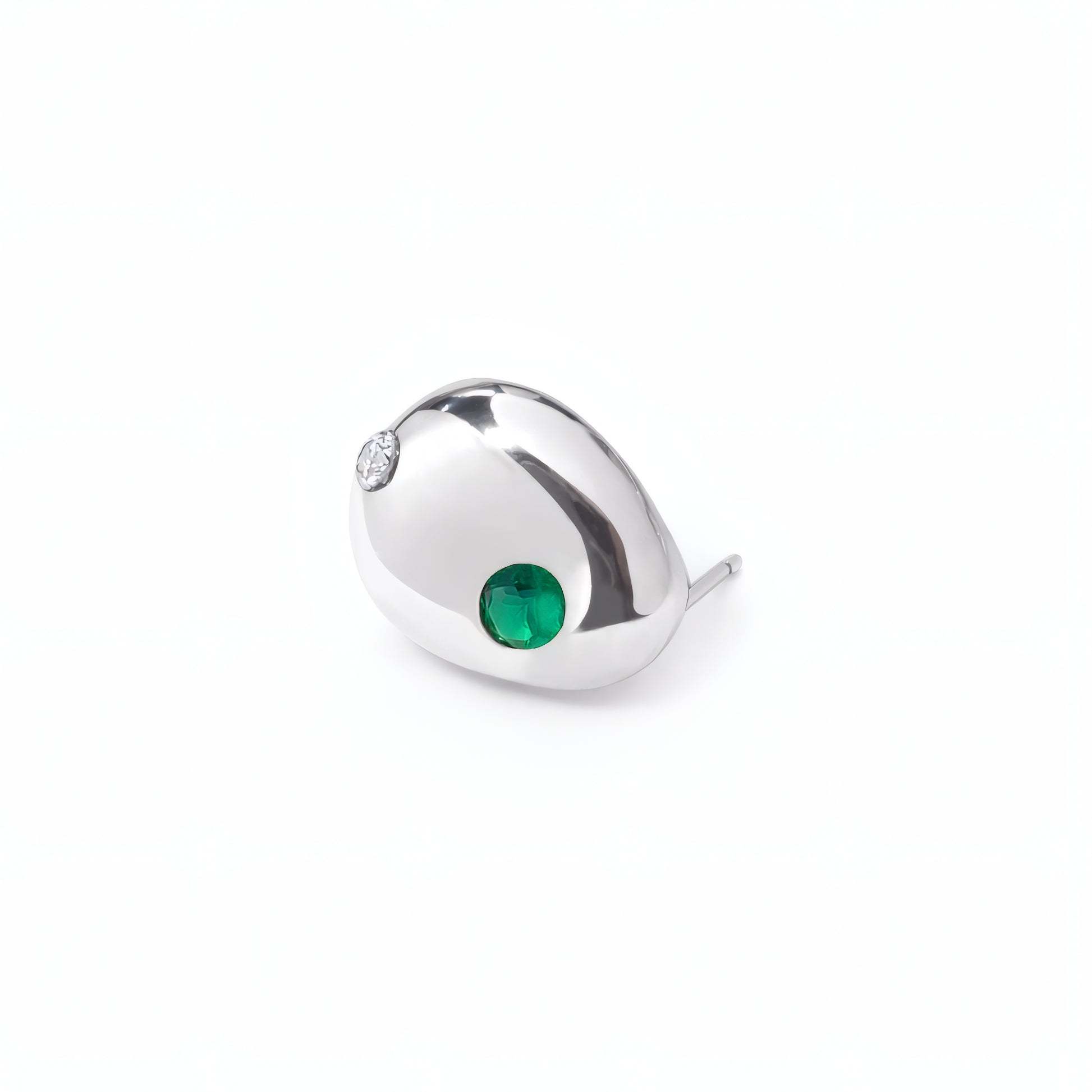 Minimal Pebble Stud Earring side profile showing smooth organic shape